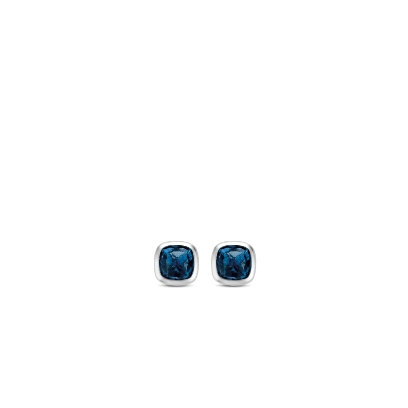 Ti Sento Ασημένια σκουλαρίκια με μπλε σκούρα πέτρα 7808DB