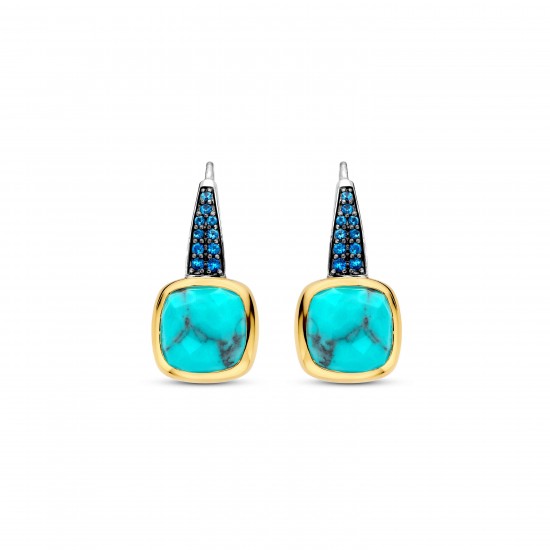 TI SENTO Turqoise Zirconia Cushion Hoops 7969tq