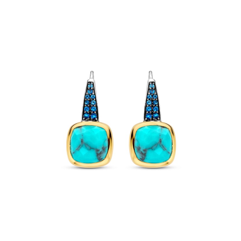 TI SENTO Turqoise Zirconia Cushion Hoops 7969tq