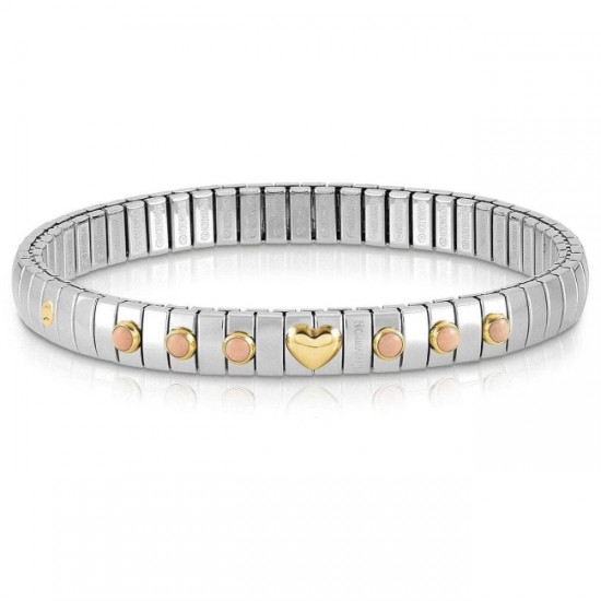 Nomination Extension Steel Bracelet with Pink Coral and Gold k18 heart 044609/006