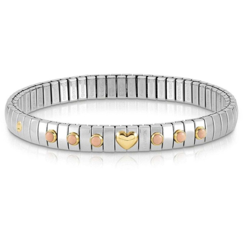 Nomination Extension Steel Bracelet with Pink Coral and Gold k18 heart 044609/006