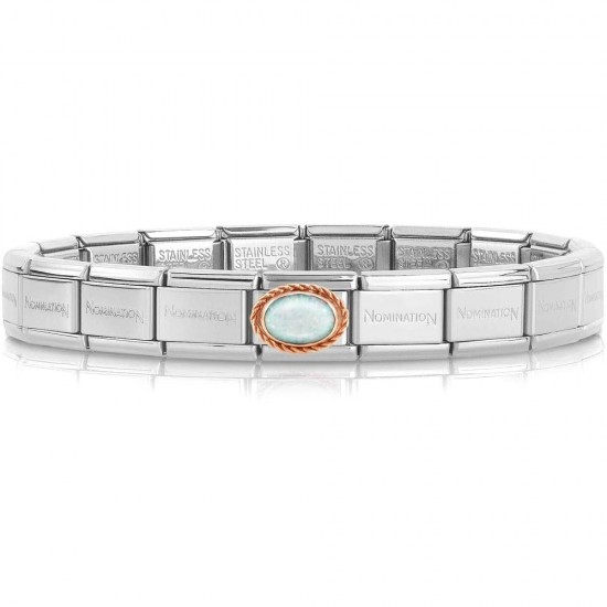 Nomination Composable Classic Link ροζ χρυσό 9Κ White Opal 430507/07