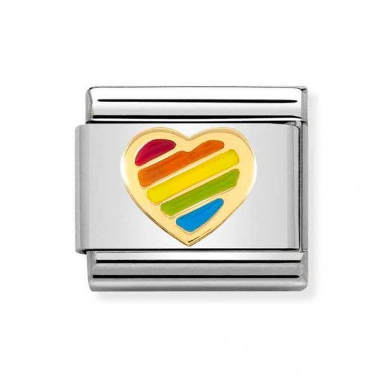 Nomination Composable Link 14K Gold Heart Rainbow 030272 54