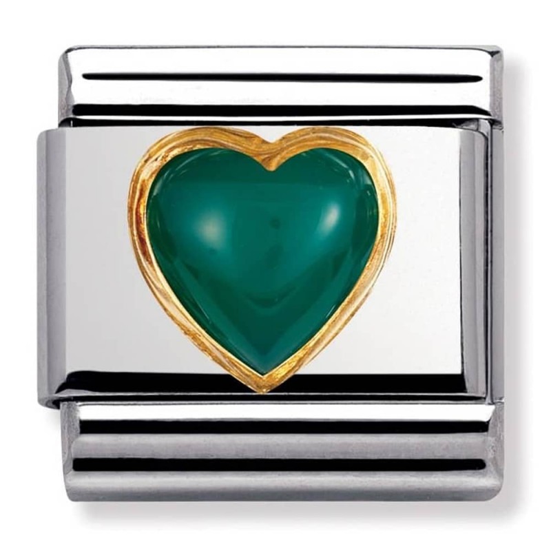 Nomination Composable Link with K18 and Green Agate Heart 030501 03