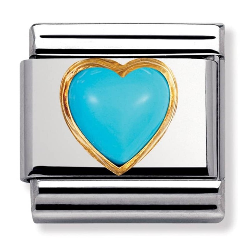 Nomination Composable Link with K18 Gold and Turquoise Heart 030501 06