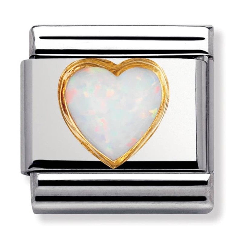 Nomination Composable Links with K18 Gold and White Opal Heart 030501 07