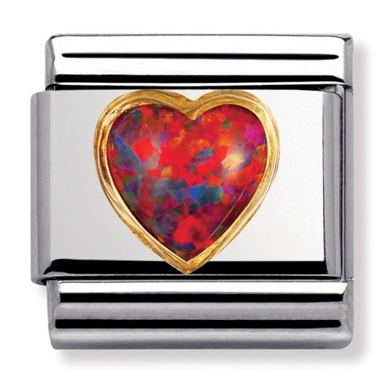 Nomination Composable Link with K18 Gold and Red Opal Heart 030501 08