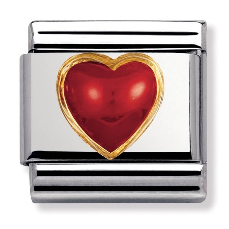 Nomination Composable Link with K18 Gold and Red Coral Heart 030501 11