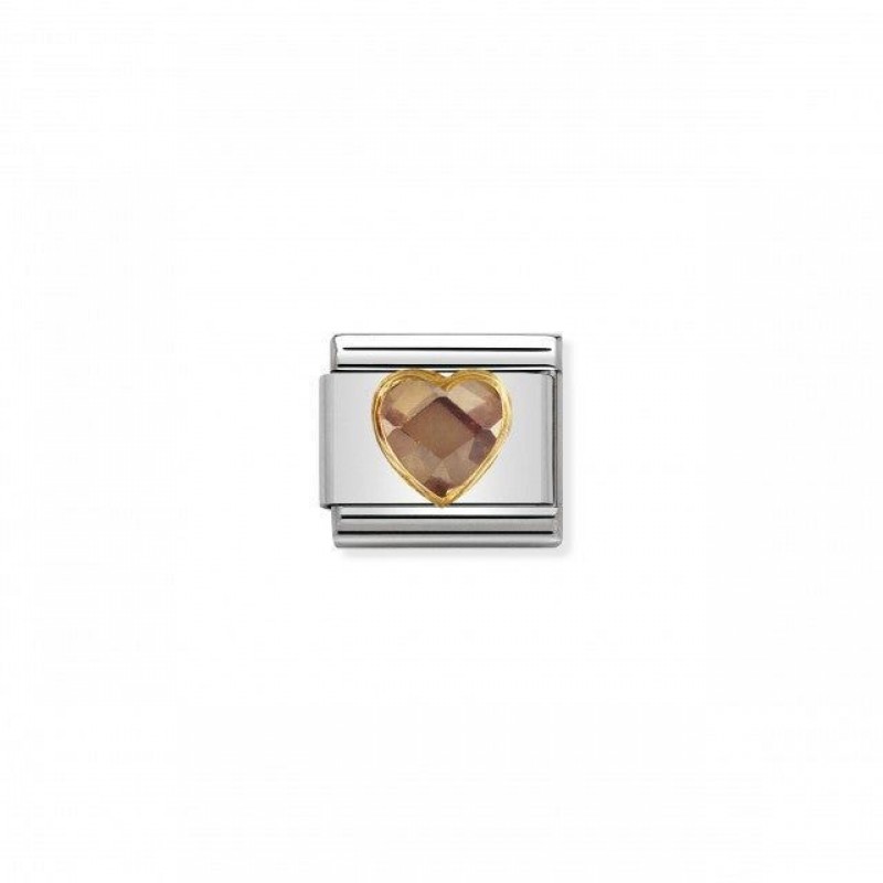 Nomination Composable Link with 18K Gold and CZ Heart Champagne 030610 024