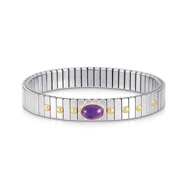Nomination Wide Steel Bracelet with Amethyst and Gold K18 042121/002