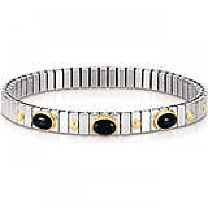 Nomination Steel Bracelet with Black Onyx and Gold K18 042105/002