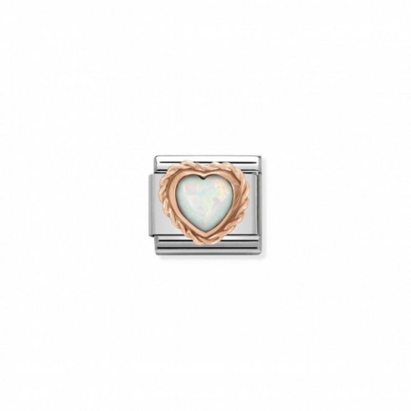 Nomination Composable Link 9K Rose gold White Opal Heart 430509 22