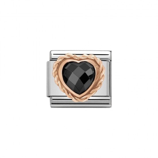 Nomination Composable Link 9KRose Gold Black CZ Heart 430602 011