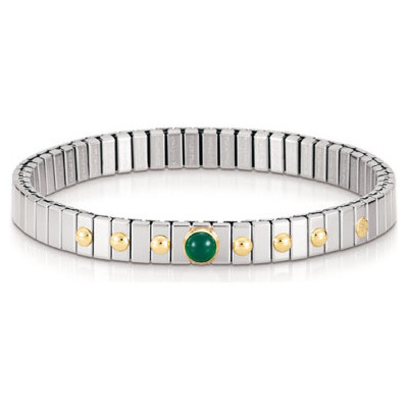 Nomination Steel Bracelet with Green Agate and Gold K18 042101/003