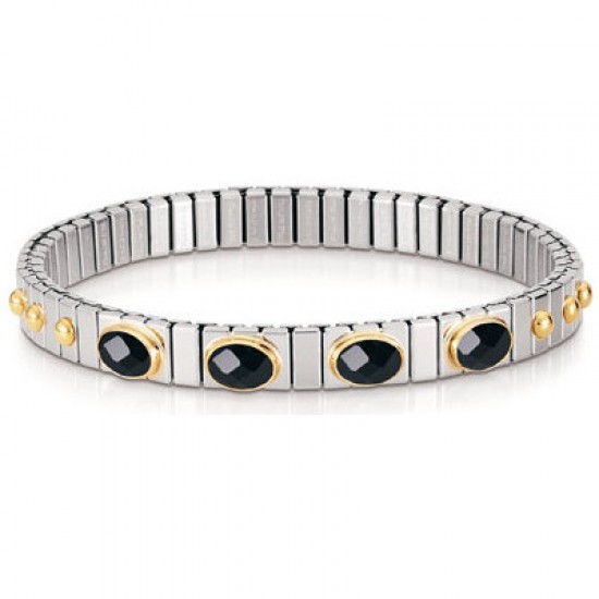 Nomination Steel Bracelet with Black CZ and Gold K18 042502/011