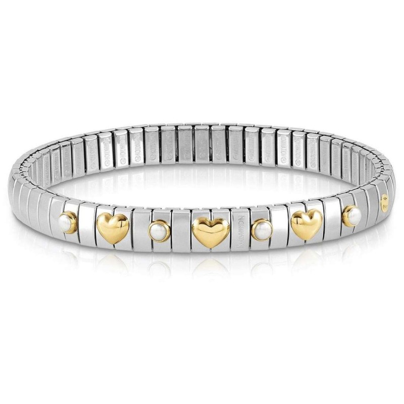 Nomination Bracelet with White Pearls and gold K18 Hearts 044610/007 Nomination Bracelet with White Pearls and gold K18 Hearts 044610/007