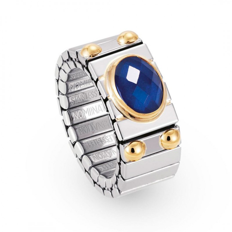 Nomination Extension Ring with Blue CZ and Gold K18 041522/007