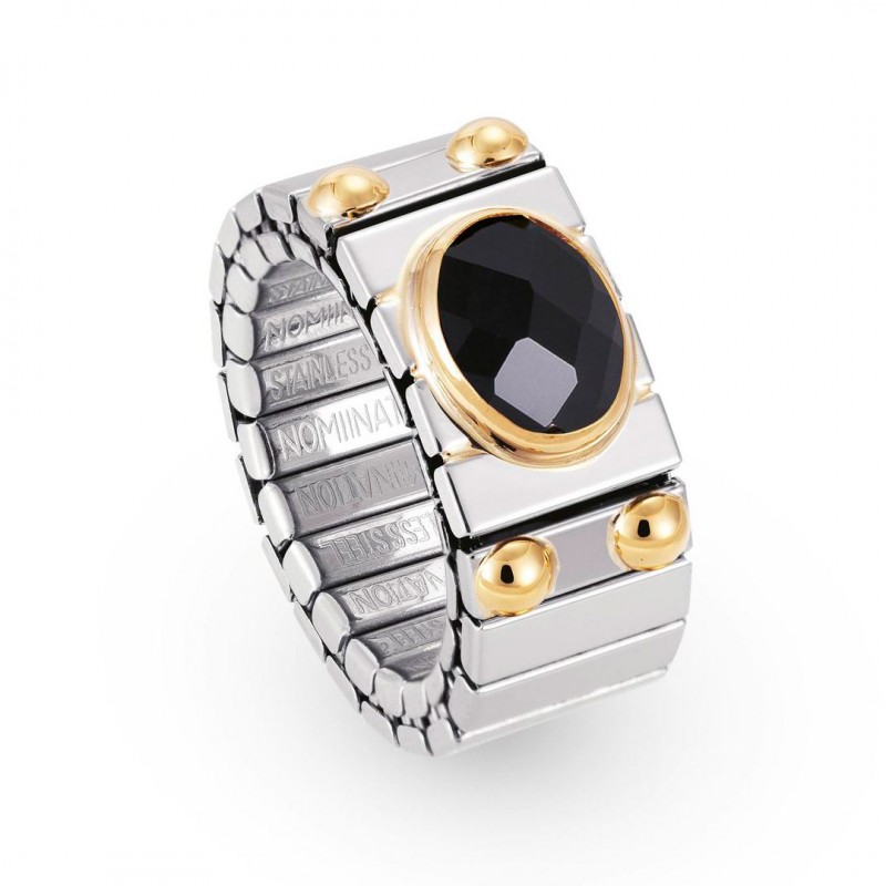 Nomination Extension Ring with Black CZ and Gold K18 041522/011
