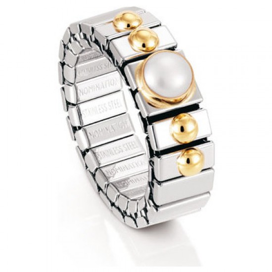 Nomination Ring with gold K18 and White pearl 040101/013