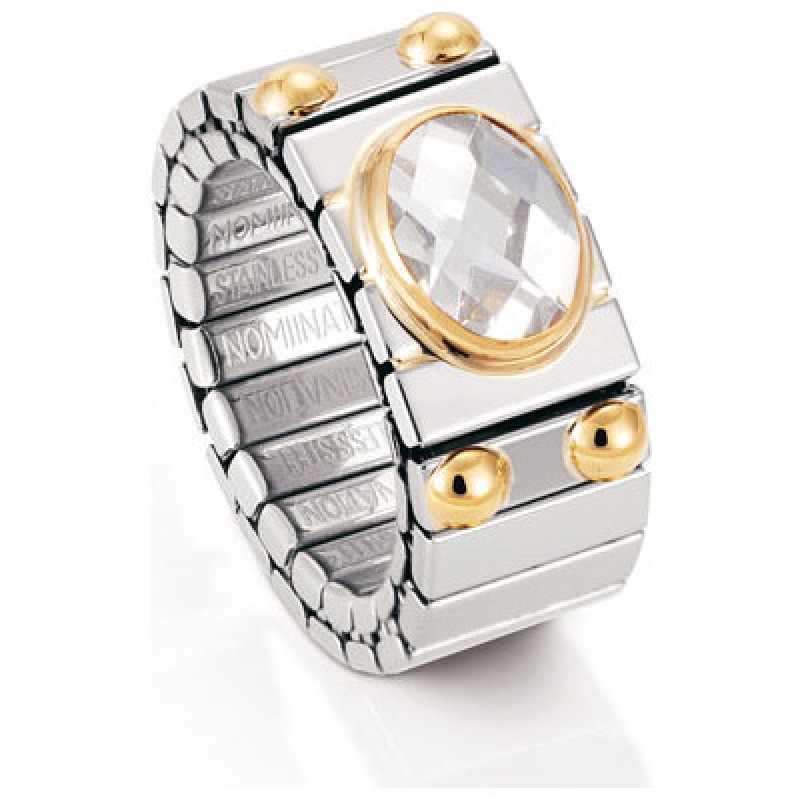 Nomination Extension Ring with White CZ and Gold K18 041522/010