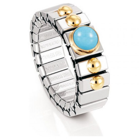 Nomination Ατσάλινο δακτυλίδι με τουρκουάζ και χρυσά Κ18 στοιχεία 040101 006