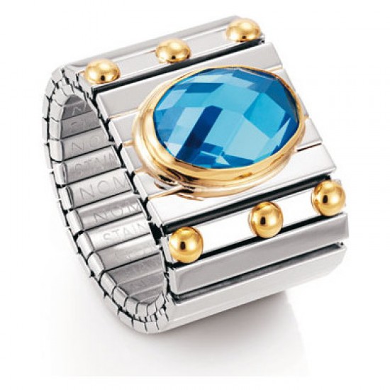 Nomination Extension Wide Ring with Blue CZ and Gold K18 041541/006