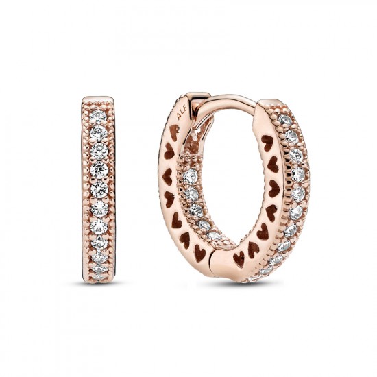 Pandora Σκουλαρίκια 14K rose gold-plated με κυβ. ζιρκόνια, κρίκοι 286317C01 Pandora Σκουλαρίκια 14K rose gold-plated με κυβ. ζιρκόνια, κρίκοι 286317C01
