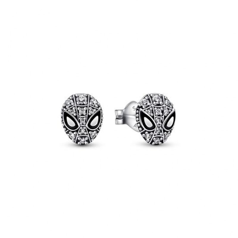 Pandora Marvel Spider-Man Mask Pavé Earrings 292354C01