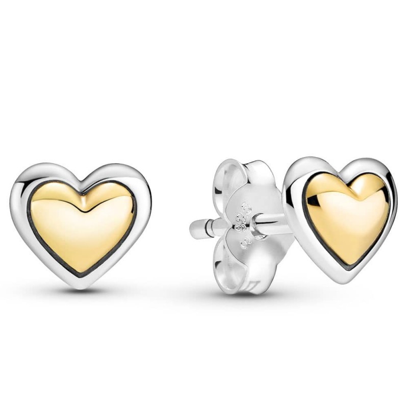 Pandora Σκουλαρίκια ασ. 925 και χρυσό 14k, καρδιά 299389C00 