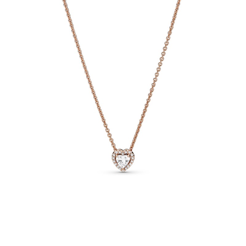 Pandora Rose gold plated Sparkling Heart Collier Necklace 388425C01