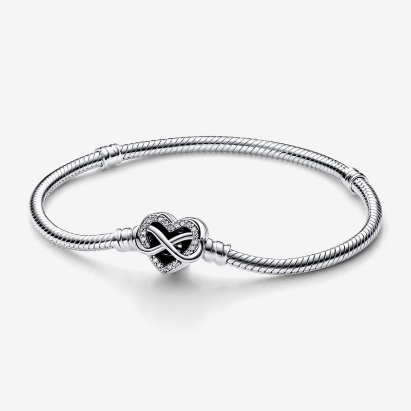 Pandora Moments Sparkling Infinity Heart Clasp Snake Chain Bracelet 592645C01