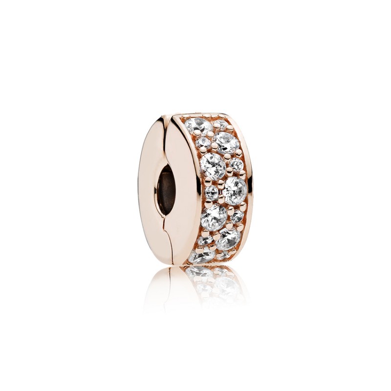 Pandora Κλιπ 14K rose gold-plated με κυβική ζιρκόνια και σιλικόνη 781817CZ
