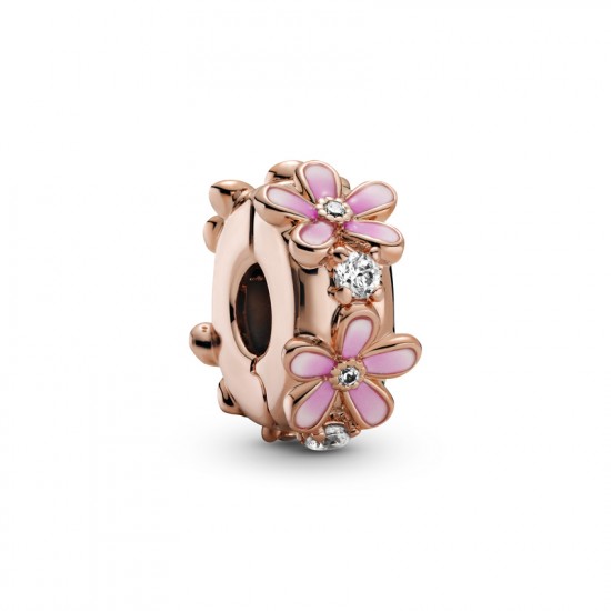 Pandora Κλιπ 14K rose gold-plated με κυβική ζιρκόνια, σμάλτο & σιλικόνη, μαργαρίτα 788809C01 Pandora Κλιπ 14K rose gold-plated με κυβική ζιρκόνια, σμάλτο & σιλικόνη, μαργαρίτα 788809C01