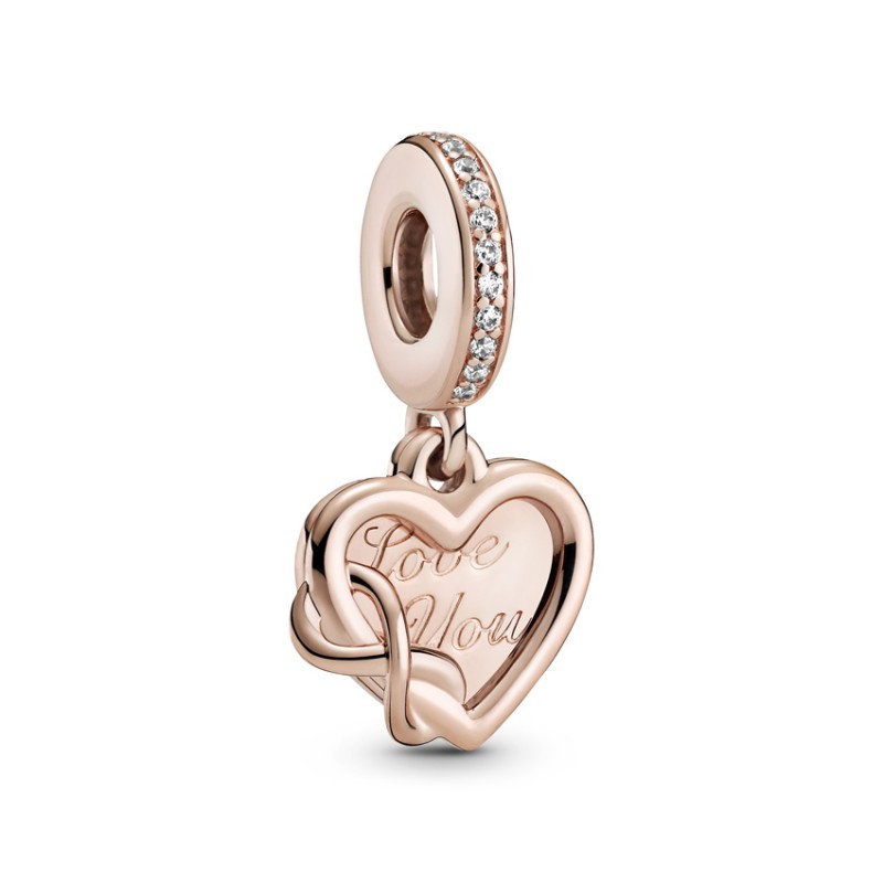 Pandora Κρεμαστό 14K rose gold-plated με κυβική ζιρκόνια, καρδιά και άπειρο 789369C01