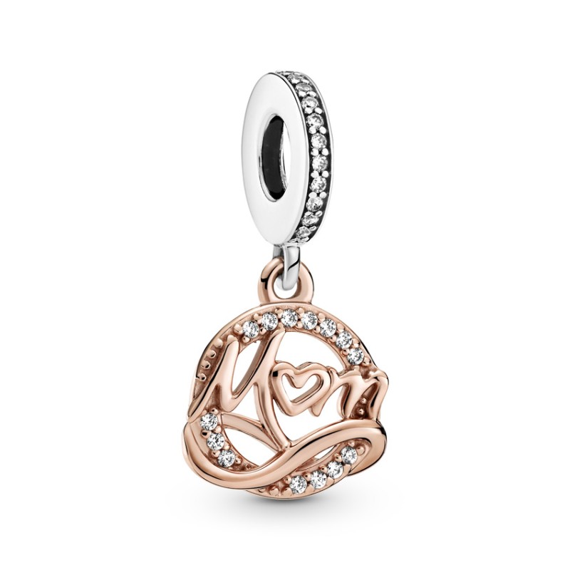 Pandora Κρεμαστό 14K rose gold-plated & ασ. 925 με κυβική ζιρκόνια, μαμά και άπειρο 789374C01