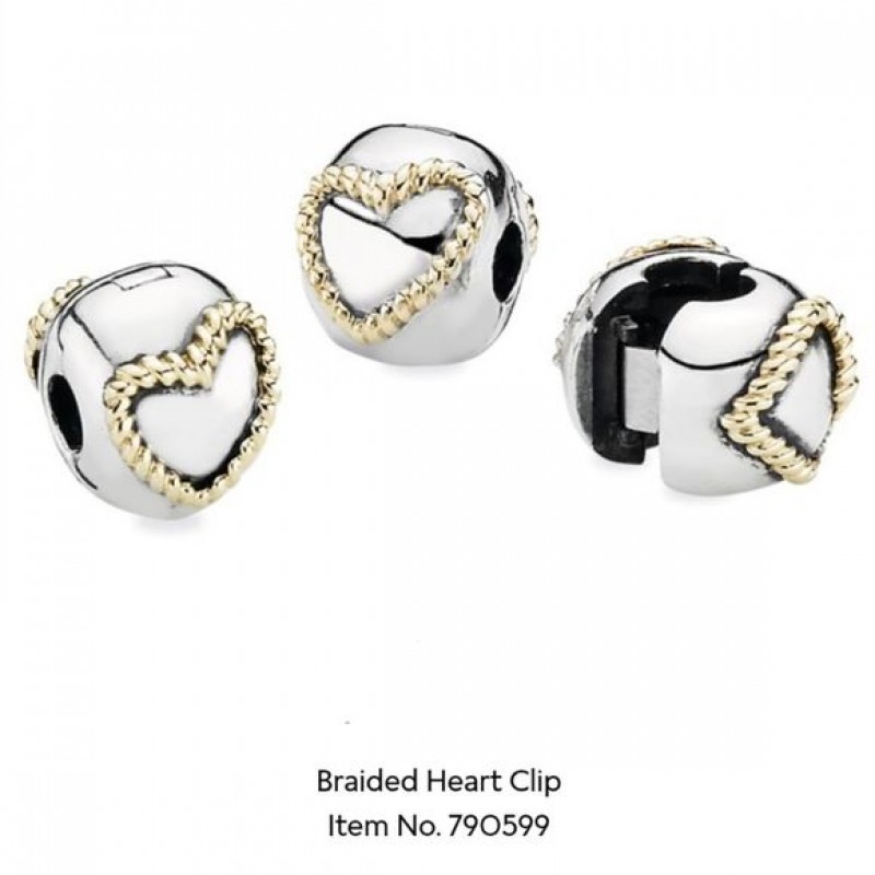 Pandora Clip with K14 Gold Braided Heart 790599
