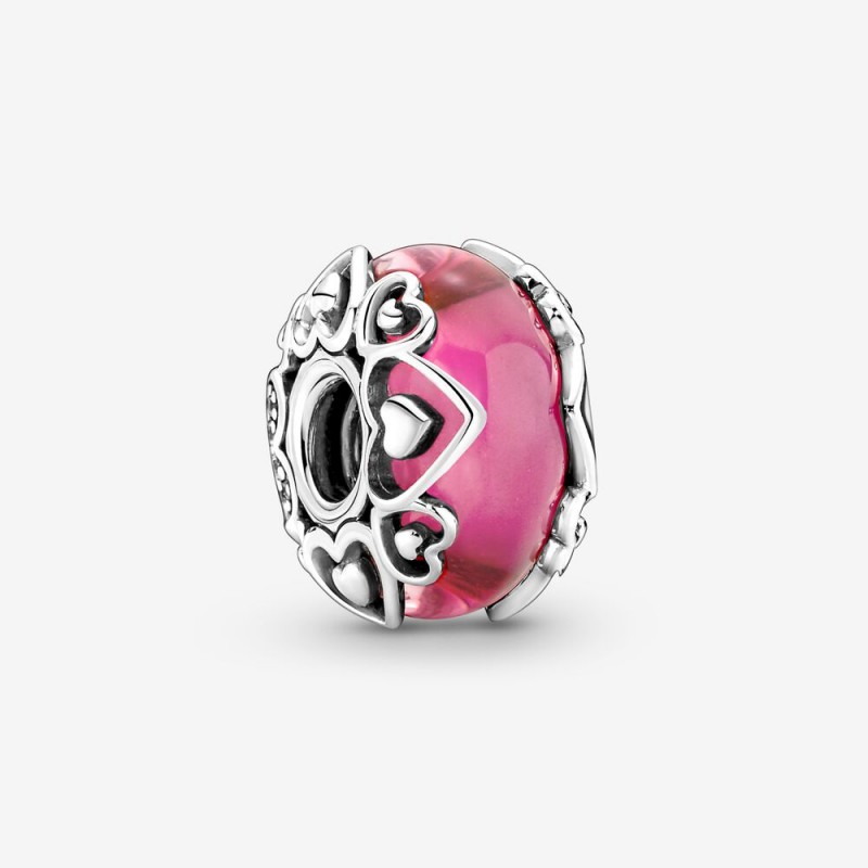 Pandora Reveal Your Love Pink Murano Glass Charm 791159C00