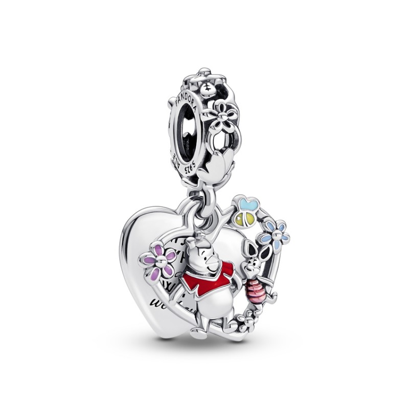 Pandora Κρεμαστό σύμβολο ασ. 925 με πολύχρωμο σμάλτο, διπλη καρδια Winnie the Pooh 792214C01