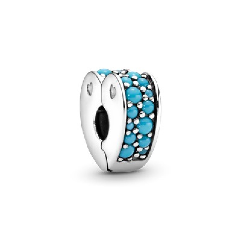 Blue Pave Heart Clip Charm 797227NYA