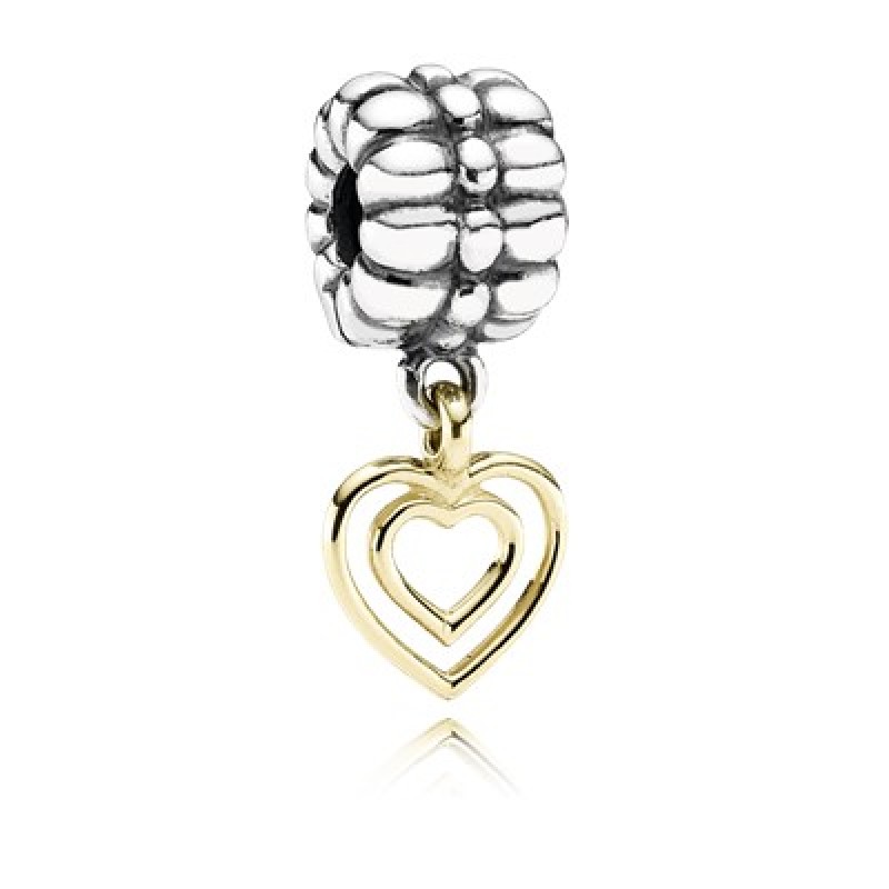 Pandora Clip with K14 Gold double Hearts 790987