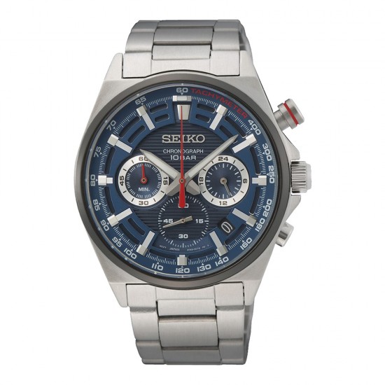SEIKO Racing Sport Chronograph Silver Stainless Steel Bracelet SSB407P1