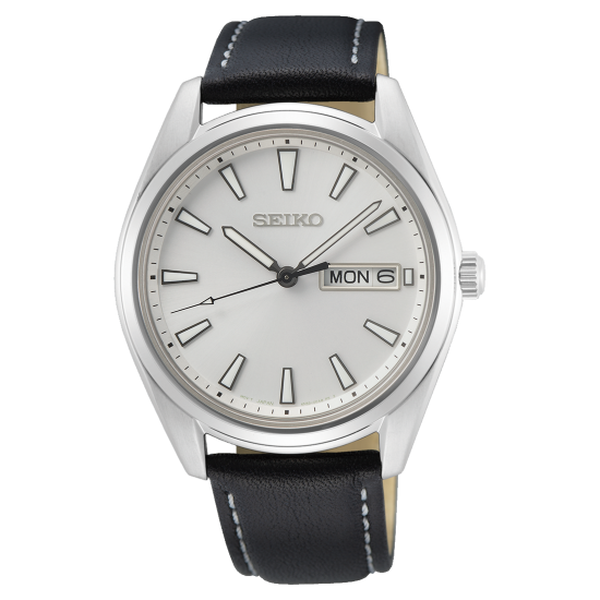 SEIKO Essential Time Black Leather Strap SUR447P1