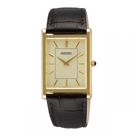 SEIKO Dress Gold Plated Brown Leather SWR106P1