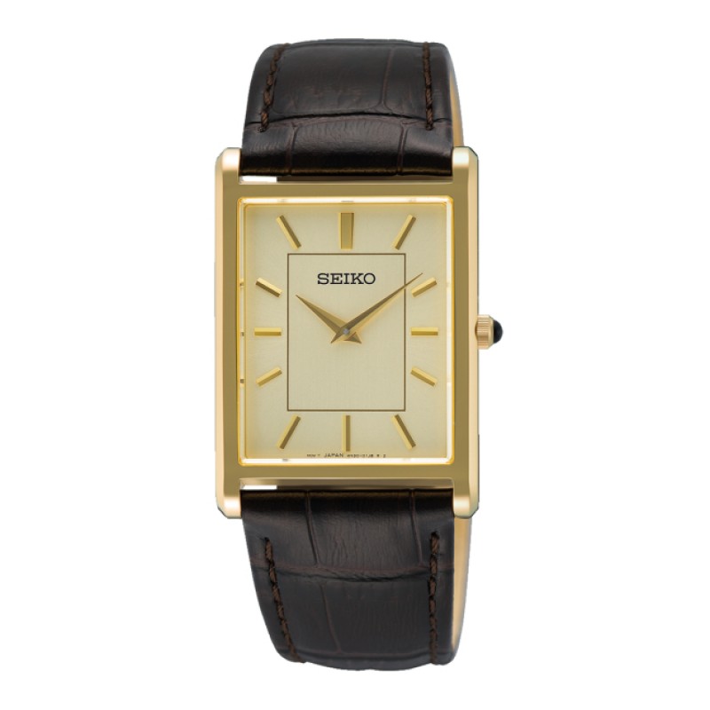 SEIKO Dress Gold Plated Brown Leather SWR106P1