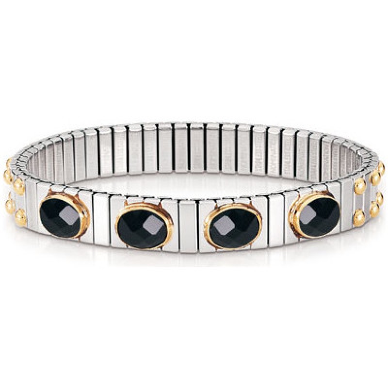Nomination Wide Steel Bracelet with Black CZ and Gold K18 042521/011