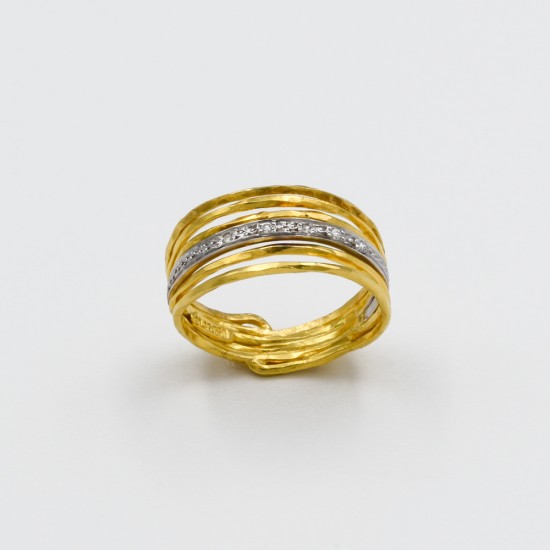 Χρυσό Κ18 δακτυλίδι χειροποίητο με Διαμάντια 39139