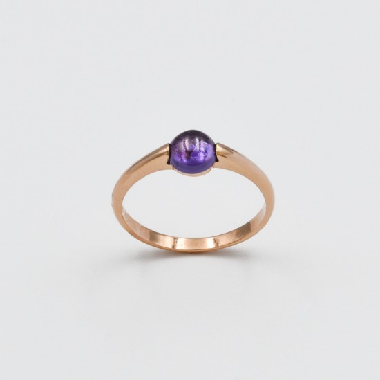 Ροζ χρυσό Κ14 δακτυλίδι με αμέθυστο 89825