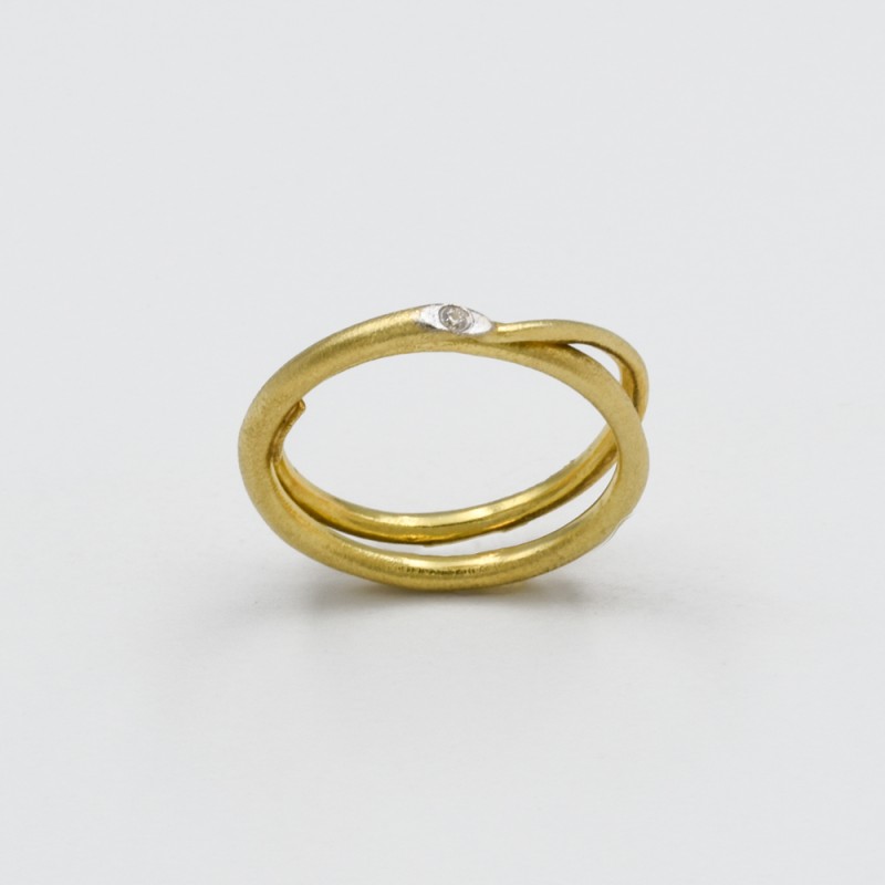 Χρυσό Κ14 χειροποίητο δακτυλίδι με ζιργκόν 91872