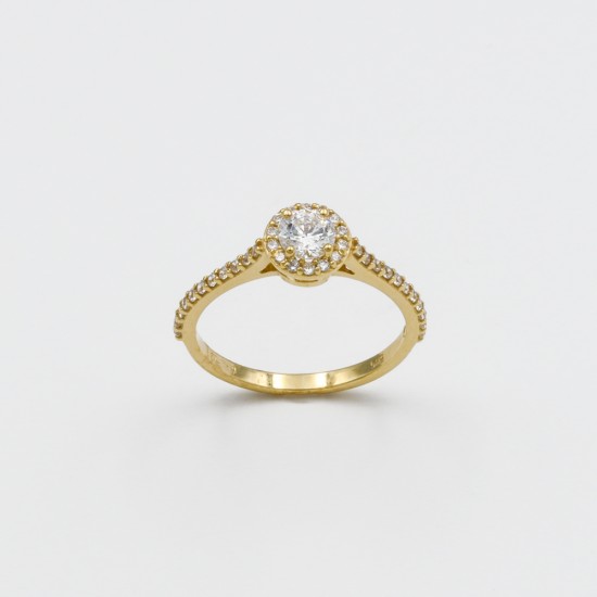 Χρυσό Κ14 δακτυλίδι με ζιργκόν 93623