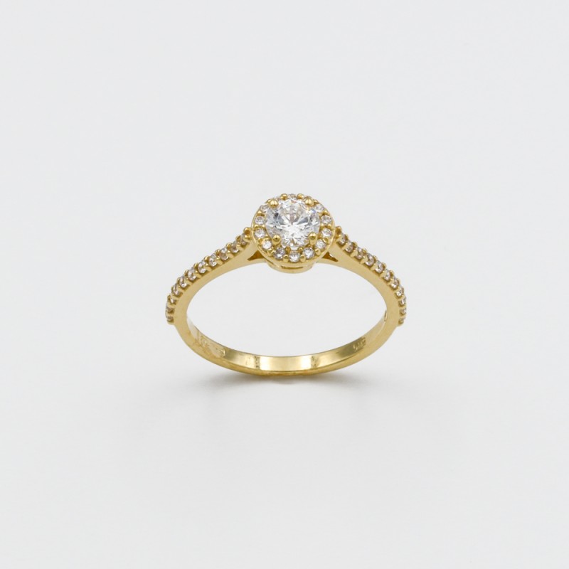 Χρυσό Κ14 δακτυλίδι με ζιργκόν 93623